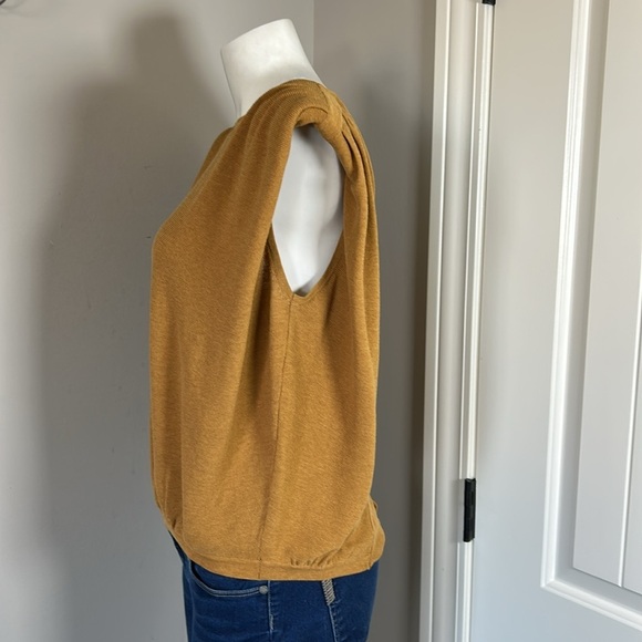 Bash Lony Vest Cardigan Knit Cropped Button Back Women's Mustard Top US 4 - Picture 7 of 15